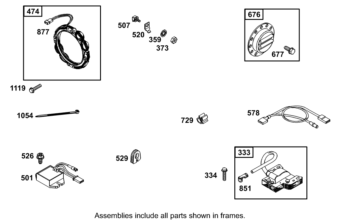 Alternator Assembly Briggs And Stratton Model 350447-1259-E1