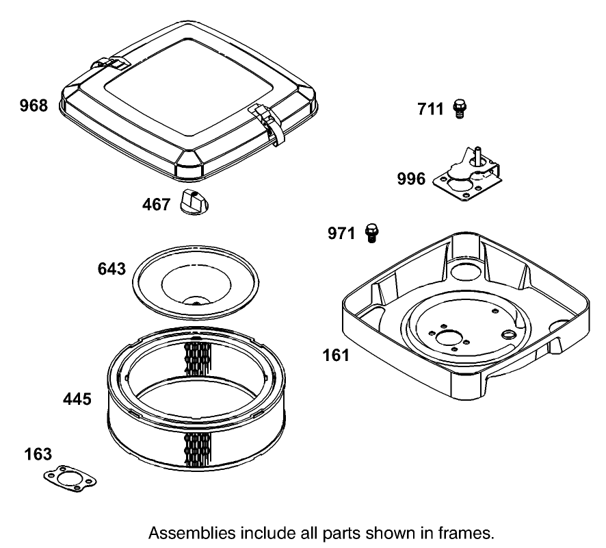 Air Cleaner Assembly Briggs And Stratton Model 350447-1259-E1