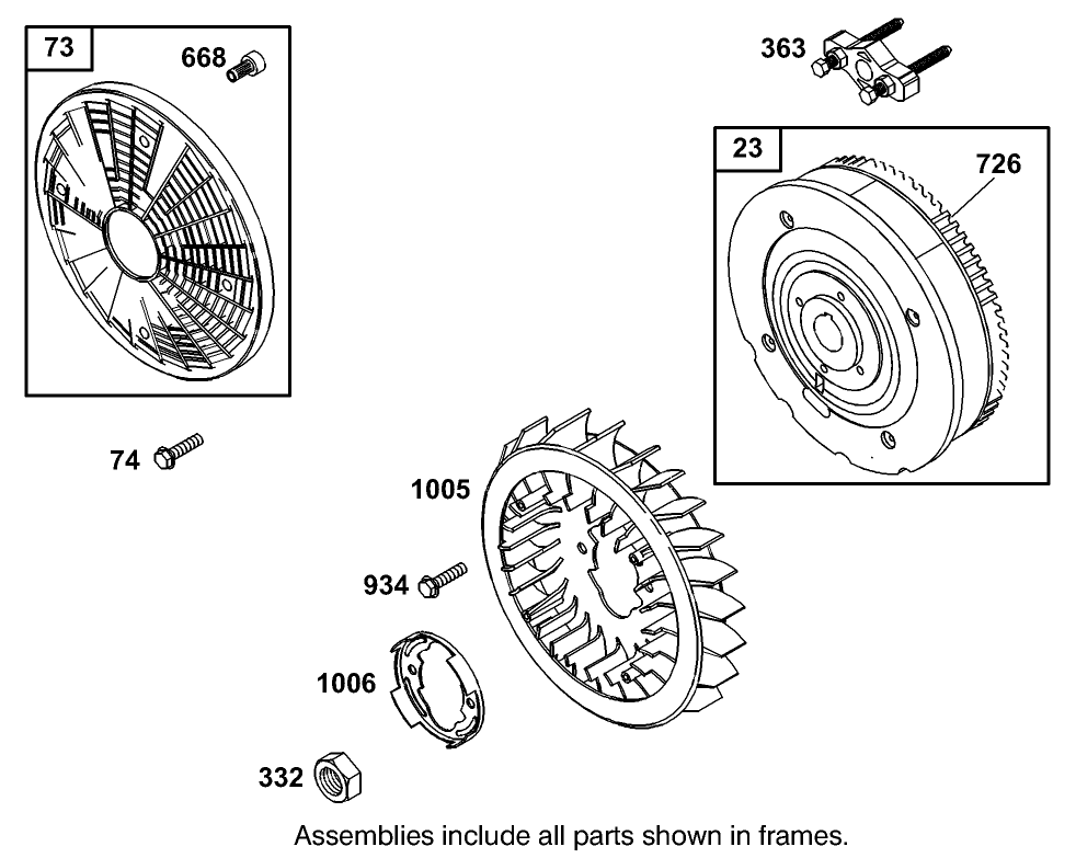 Flywheel Assembly Briggs And Stratton Model 350447-1259-E1