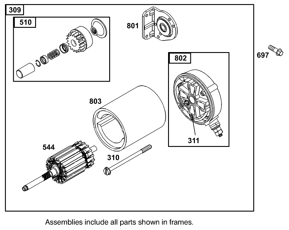 Starter Assembly Briggs And Stratton Model 350447-1259-E1