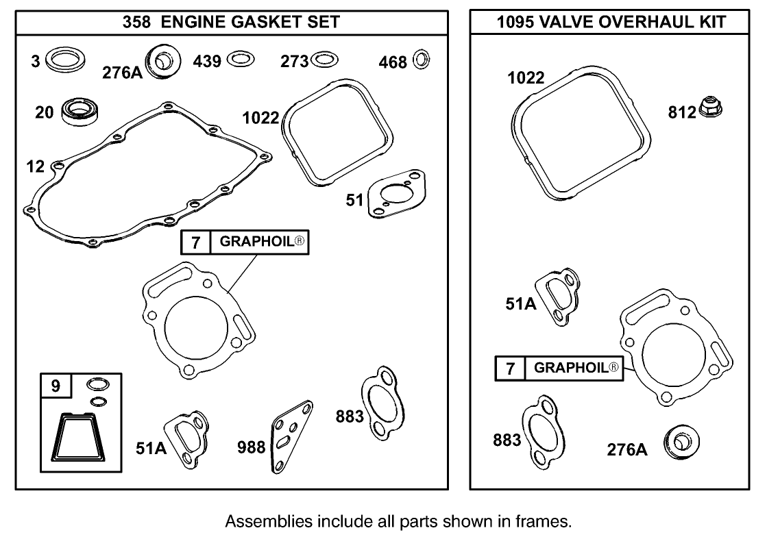Gasket Assembly Briggs And Stratton Model 350447-1259-E1
