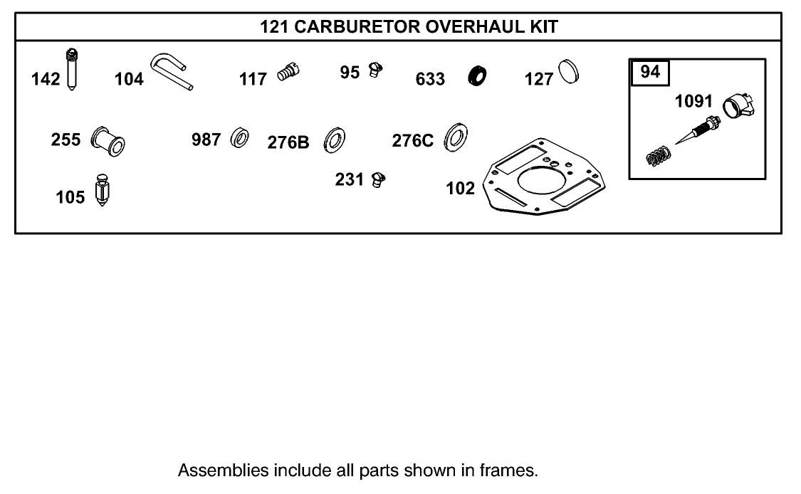 Carburetor Overhaul Kit Assembly Briggs And Stratton Model 350447-1259-E1