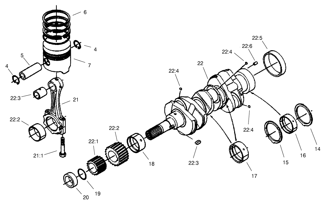 Piston and Crankcase Assembly