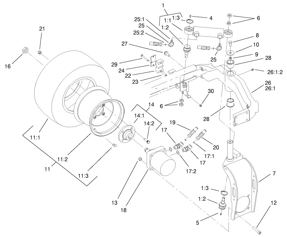 Rear Fork and Tire Assembly