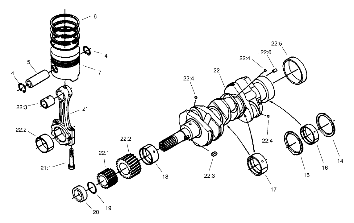 Piston and Crankcase Assembly
