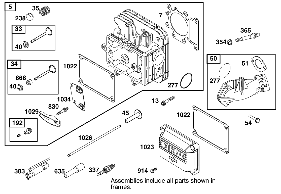 Cylinder Head Assembly Engine Briggs And Stratton Model 312777-0128-E1