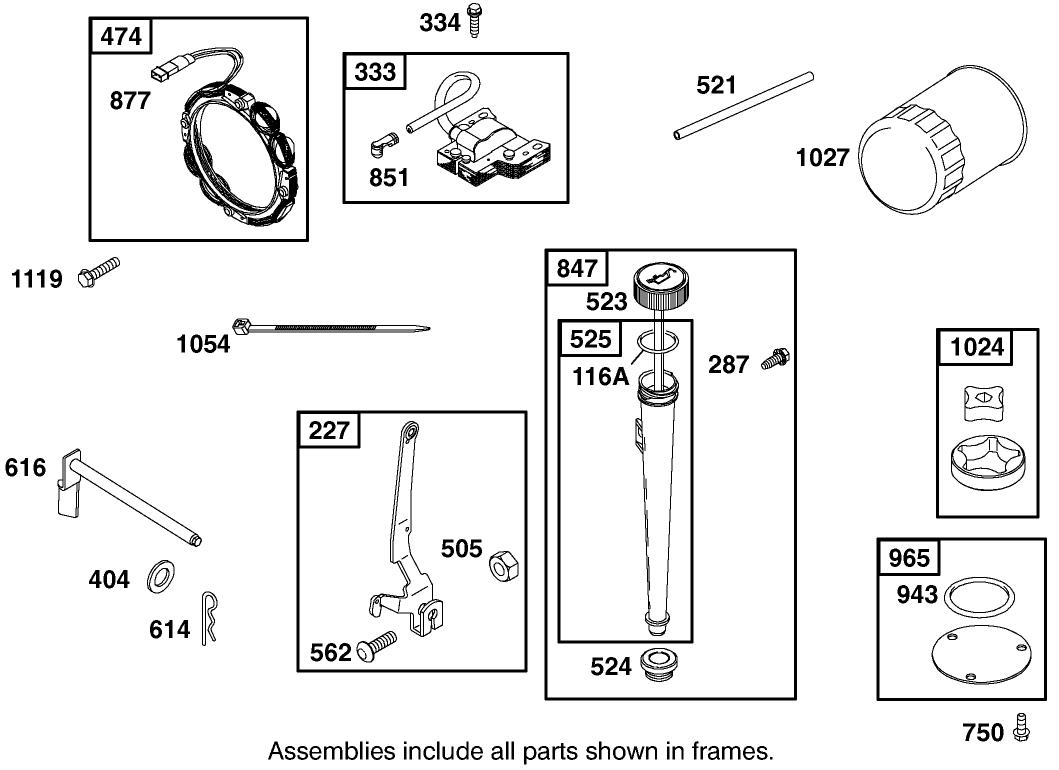 Oil Filter, Tube, And Pump Assembly Engine Briggs And Stratton Model 312777-0128-E1