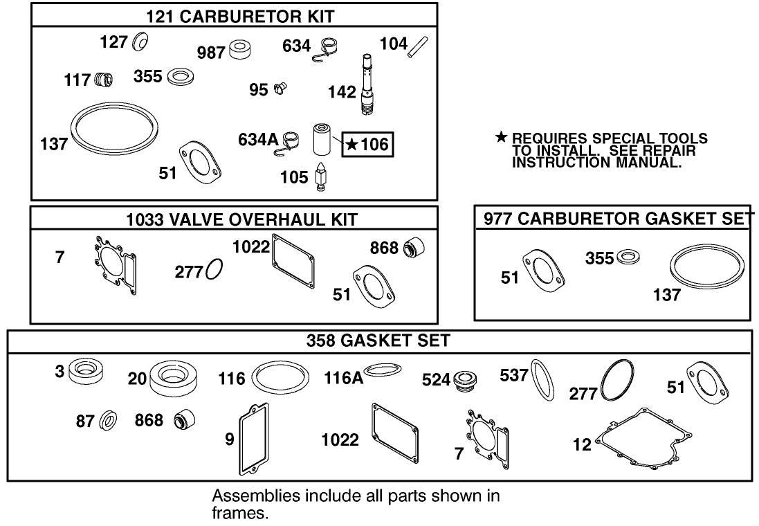 Carburetor Overhaul Kit Assembly Engine Briggs And Stratton Model 312777-0128-E1