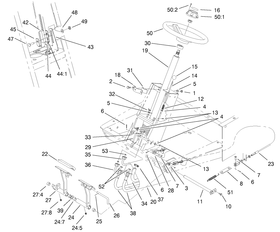 Power Steering And Brake Pedals Assembly