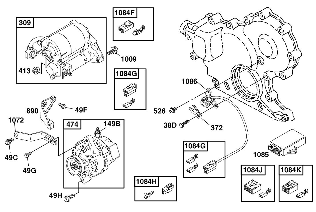 Alternator And Starter Assembly