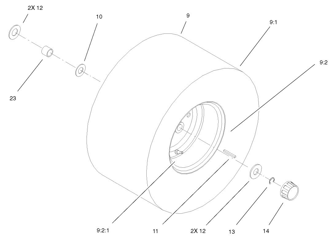Rear Wheel and Tire Assembly