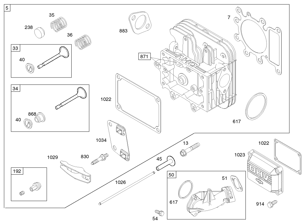 Cylinder Head Assembly Briggs and Stratton Model 286H77-0121-E1