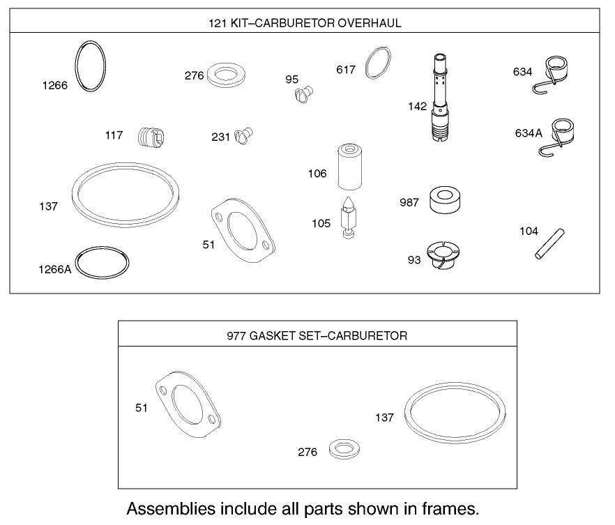 Carburetor Overhaul Kit Assembly Briggs and Stratton Model 286H77-0121-E1