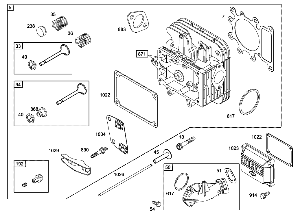 Cylinder Head Assembly Engine Briggs and Stratton Model 31F777-0123-E1