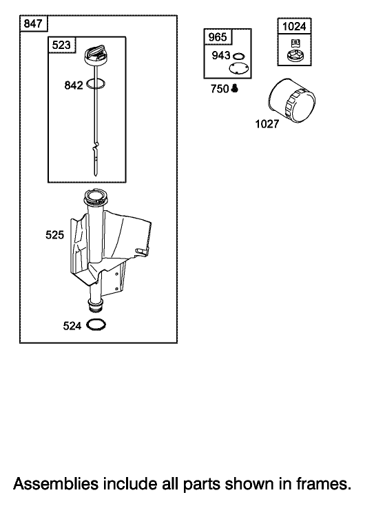 Oil Filter, Tube and Pump Assembly Engine Briggs and Stratton Model 31F777-0123-E1