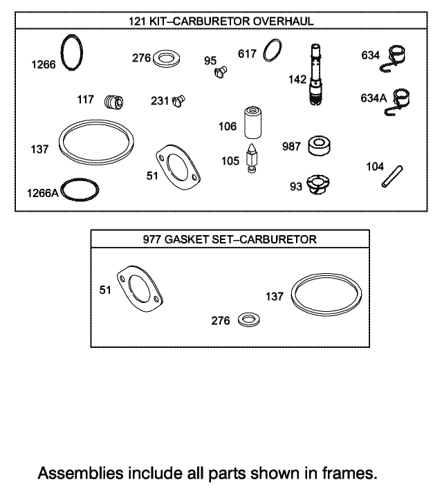 Carburetor Overhaul Kit Assembly Engine Briggs and Stratton Model 31F777-0123-E1
