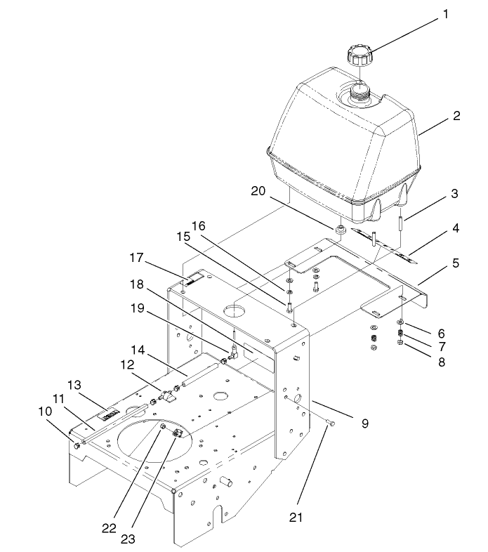 Frame, Fuel Tank And Shift Plate Assembly
