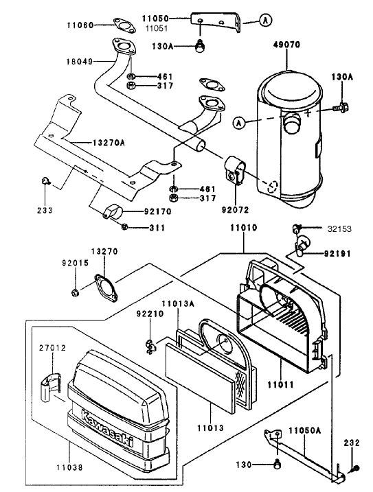 Air-Filter/muffler Assembly Kawasaki Fh451v-As08