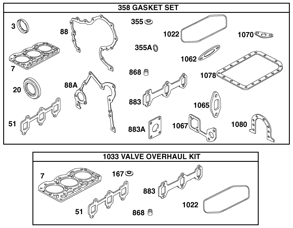 Gasket and Valve Overhaul Kit Assembly