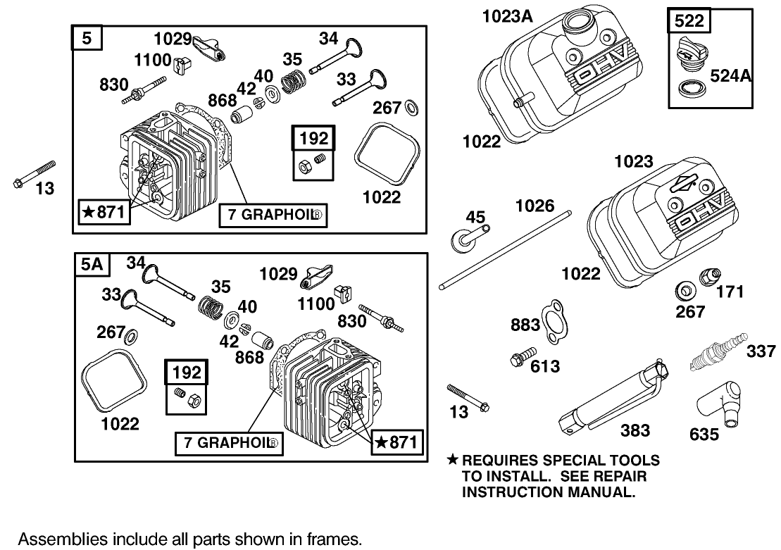 CYLINDER HEAD ASSEMBLY BRIGGS AND STRATTON MODEL 303447-1408-E1