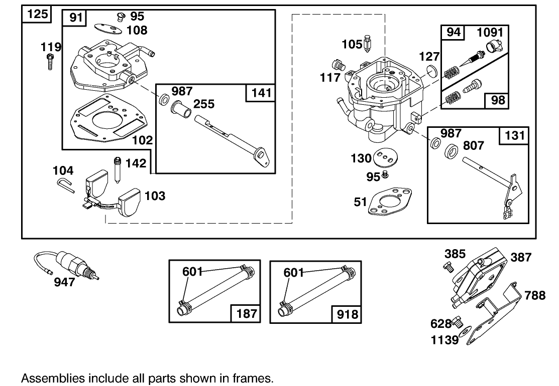 CARBURETOR ASSEMBLY BRIGGS AND STRATTON MODEL 303447-1408-E1