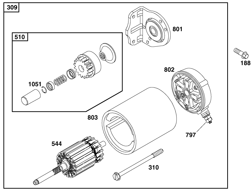 STARTER ASSEMBLY BRIGGS AND STRATTON MODEL 303447-1408-E1