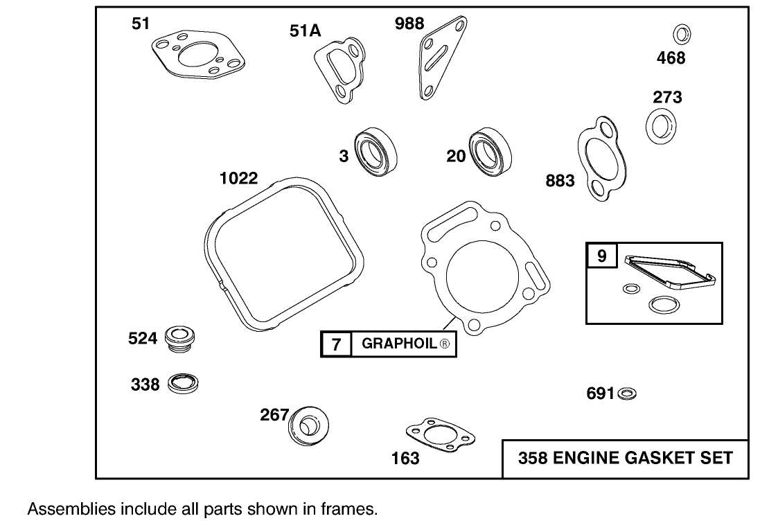 ENGINE GASKET SET ASSEMBLY BRIGGS AND STRATTON MODEL 303447-1408-E1