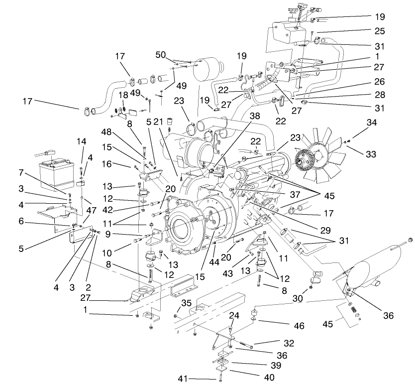 Engine Mounting And Components Assembly