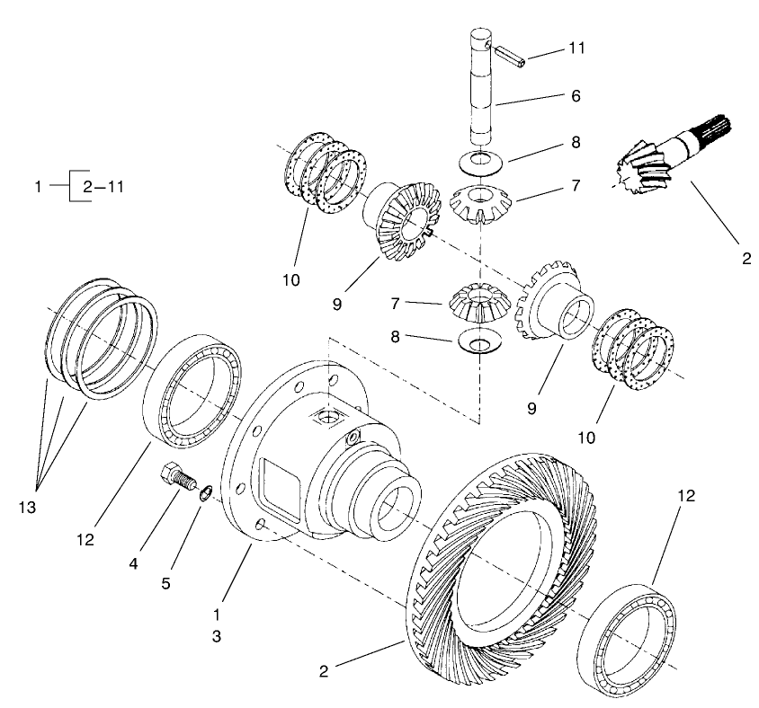 Rear Axle Assembly No. 95-7500 (continued) Differential Assembly (only On: 30455)