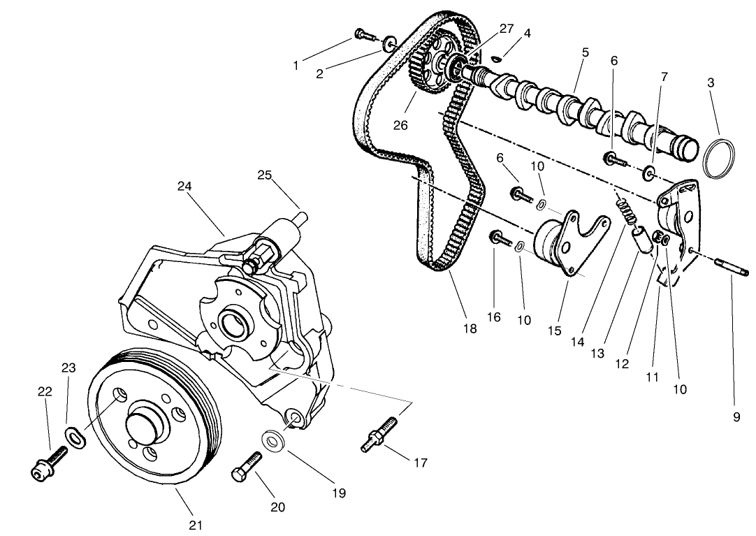 Camshaft and Fan Support Assembly