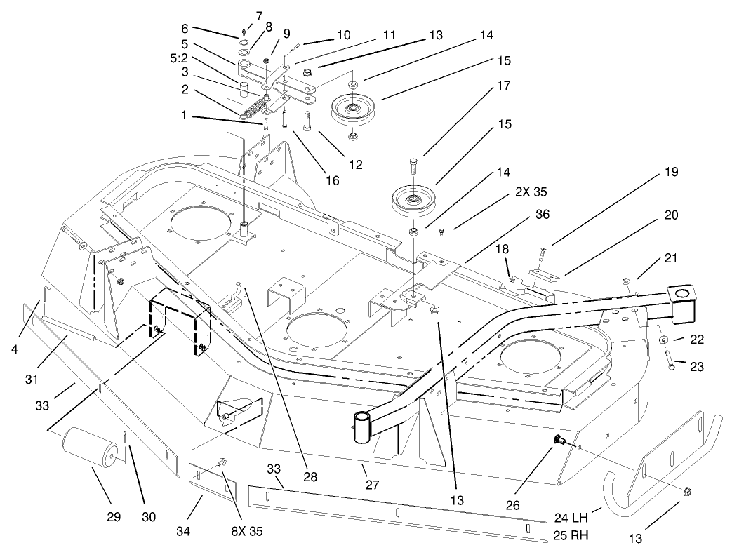 Roller, Skid, Idler And Baffle Assembly