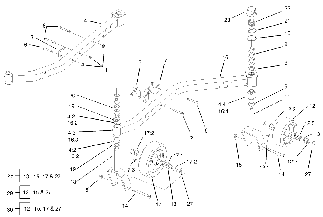 Lift Arm And Caster Wheel Assembly