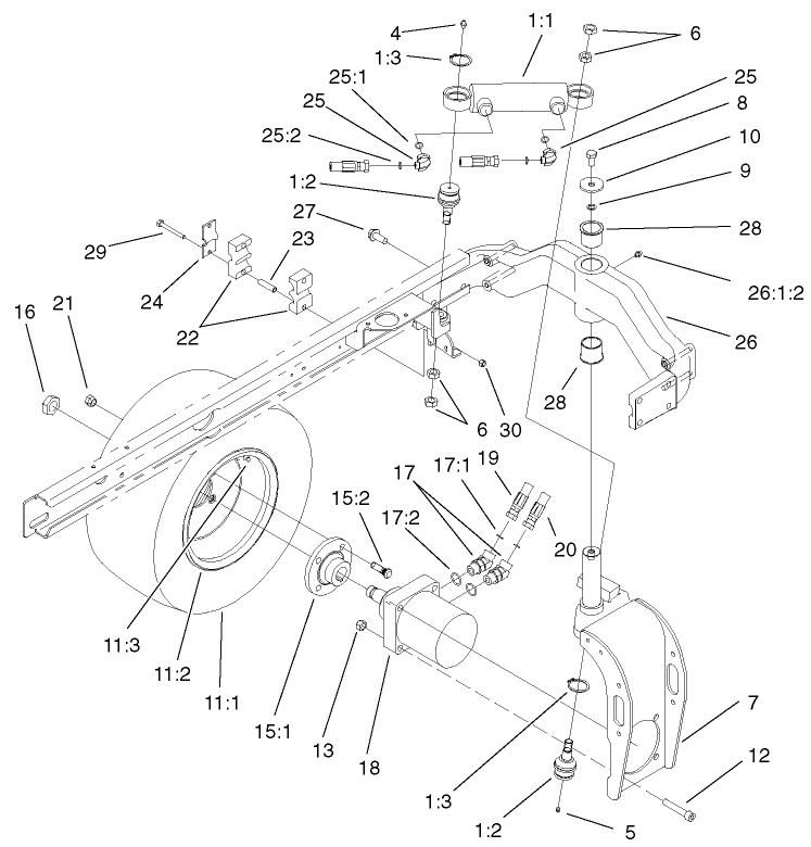 Rear Fork and Tire Assembly