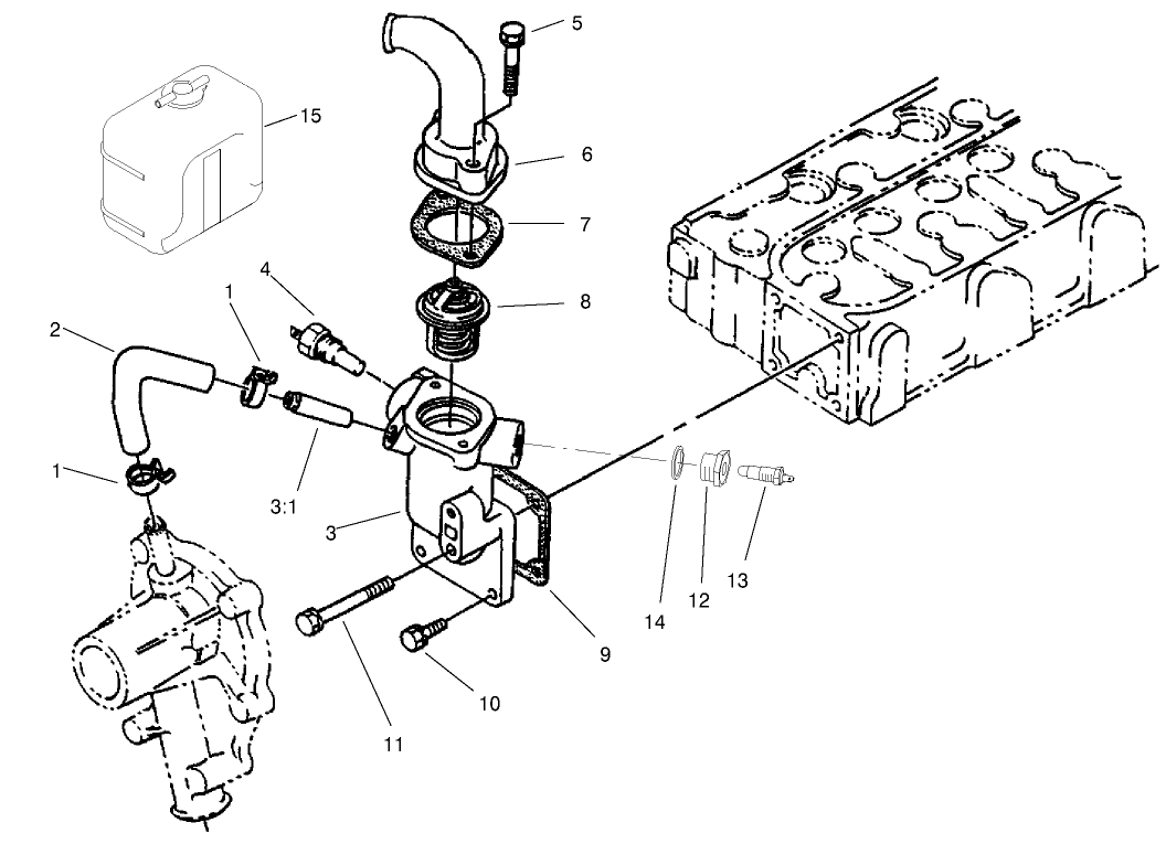 Water Flange and Thermostat Assembly