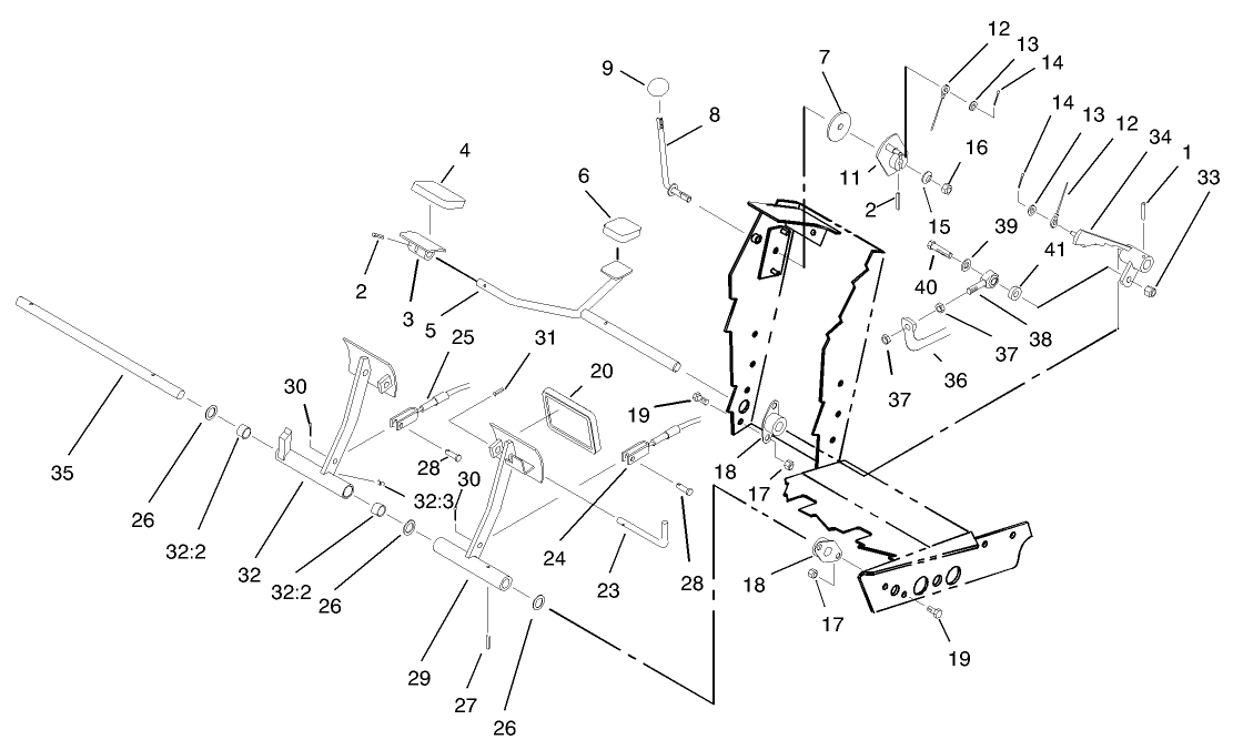 Traction And Brake Pedal Assembly