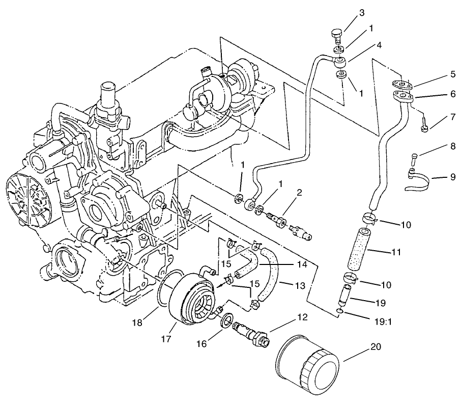 Filter, Oil Cooler And Pipe Assembly