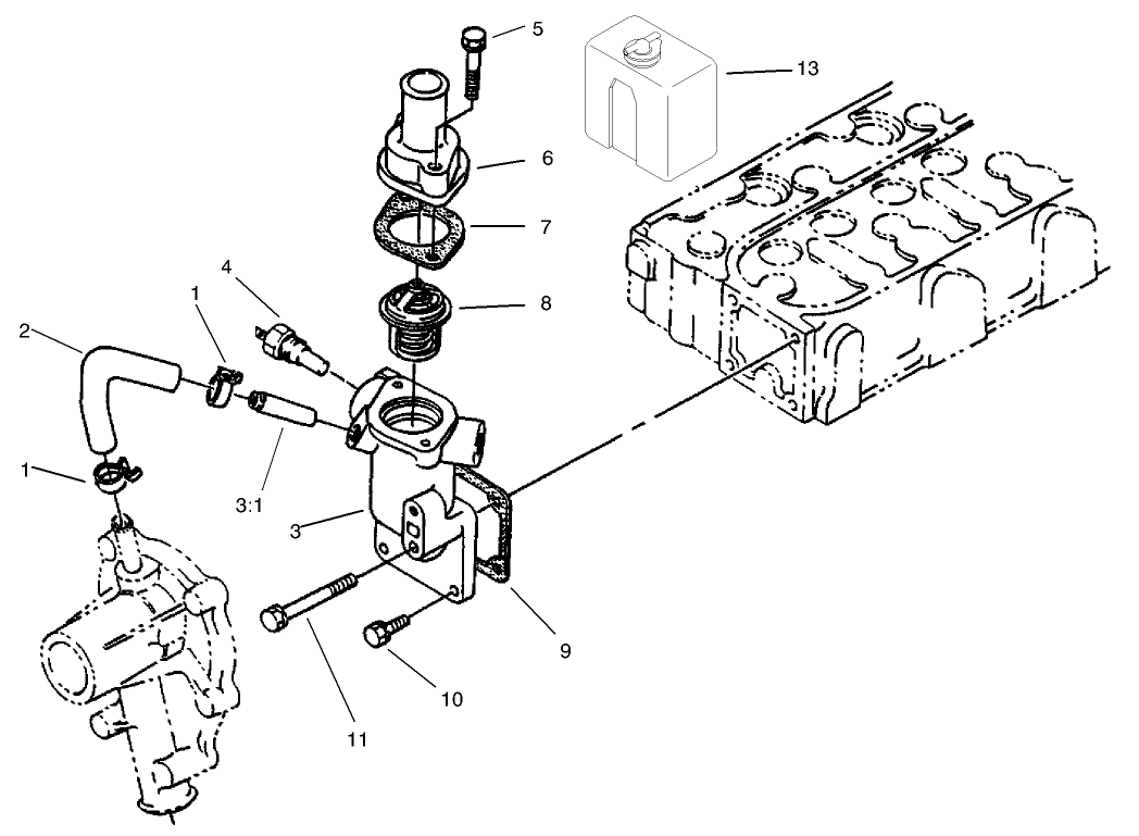 Water Flange And Thermostat Assembly