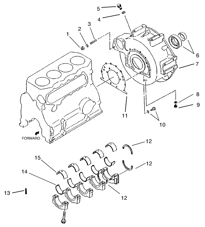 Flywheel Housing And Main Metal Assembly