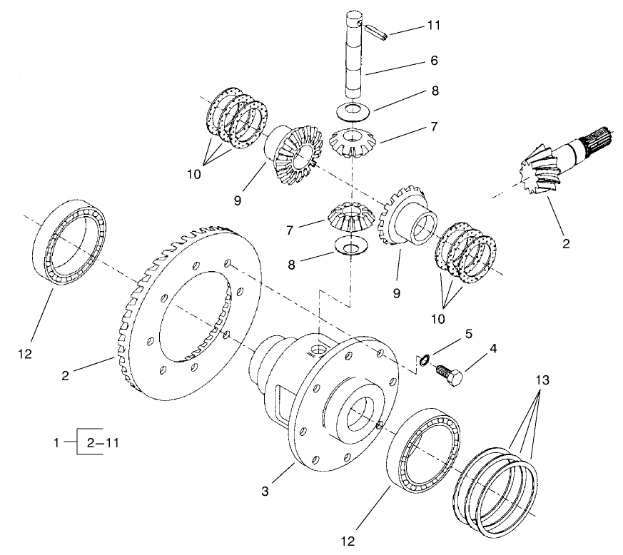 4 Wheel Drive Rear Axle Assembly No. 95-7501 (continued) Differential Assembly (only On: 30631)