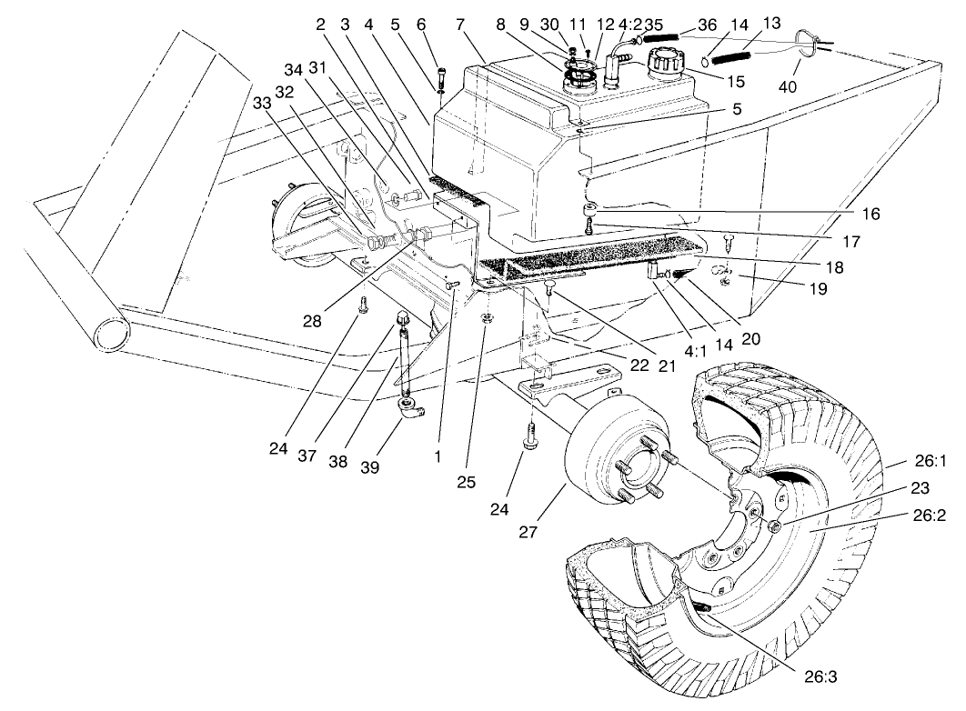 Fuel Tank and Front Axle Assembly