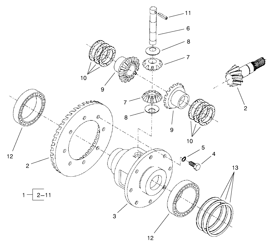 4 Wheel Drive Rear Axle Assembly No. 95-7501 (Continued) Differential Assembly (only on: 30627)