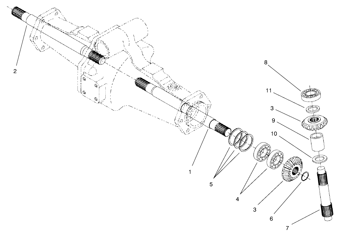 4 Wheel Drive Rear Axle Assembly No. 95-7501 (Continued) Bevel Gear Shaft Assembly (only on: 30627)