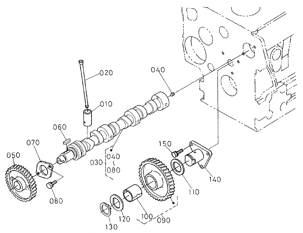 Camshaft and Idler Gear Shaft Assembly Engine Assembly No. 104-3448