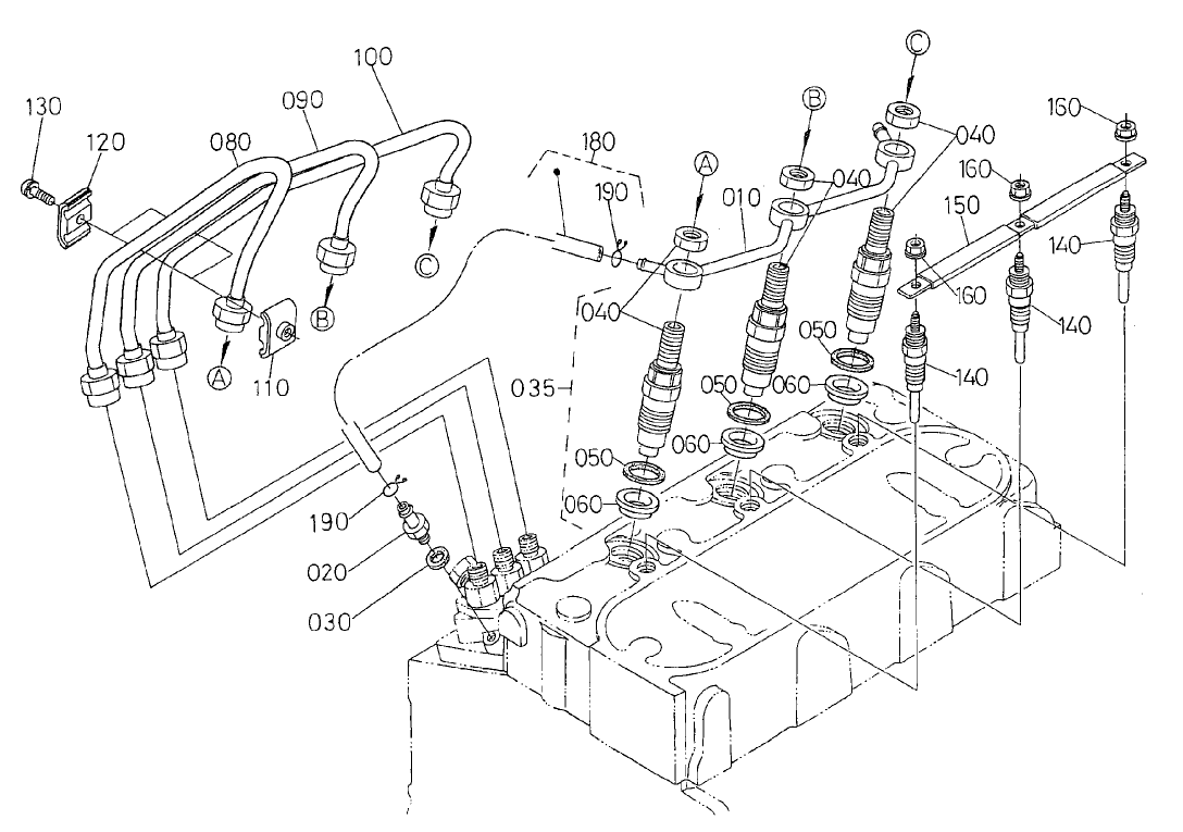 Nozzle Holder Glow Plug Assembly Engine Assembly No. 104-3448