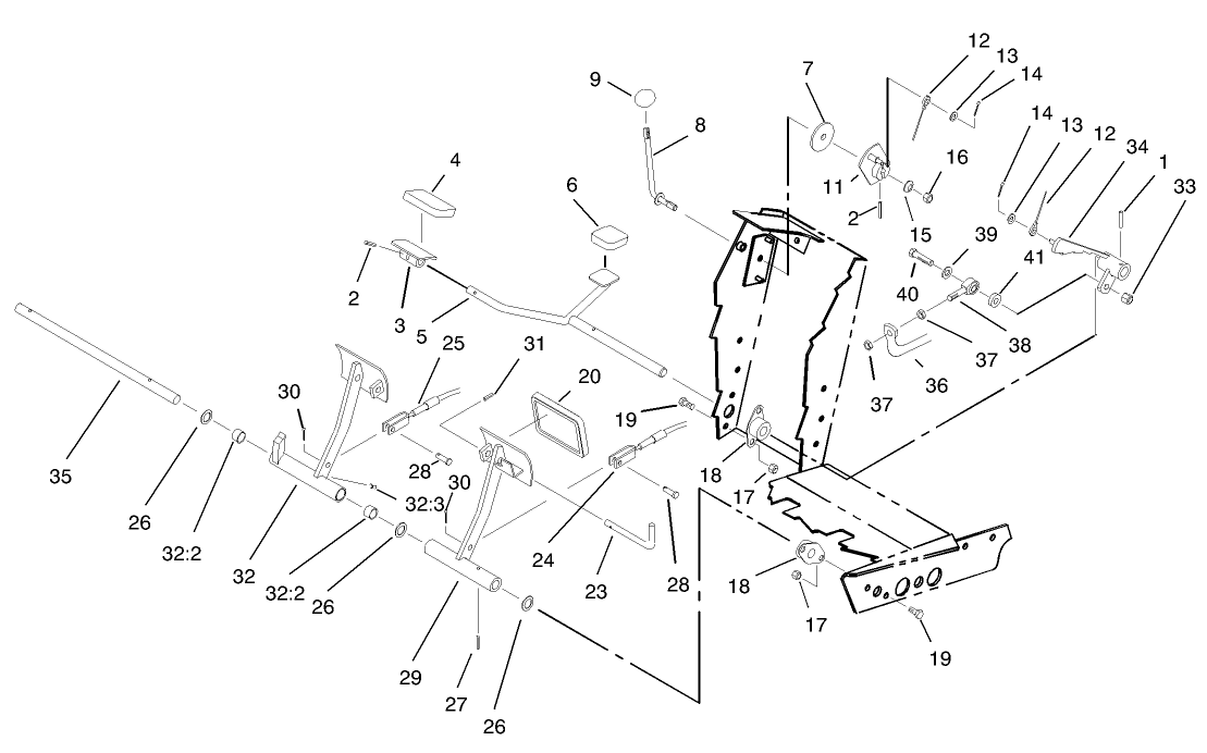 Traction And Brake Pedal Assembly