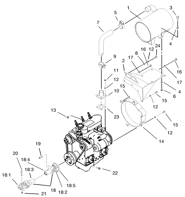 Muffler And Pump Drive Assembly