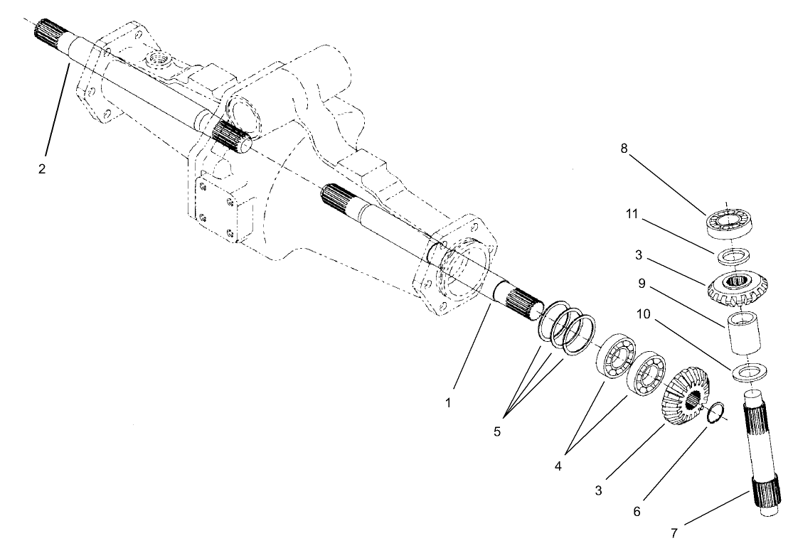 Rear Axle Assembly No. 98-3925 (continued) Bevel Gear Shaft Assembly