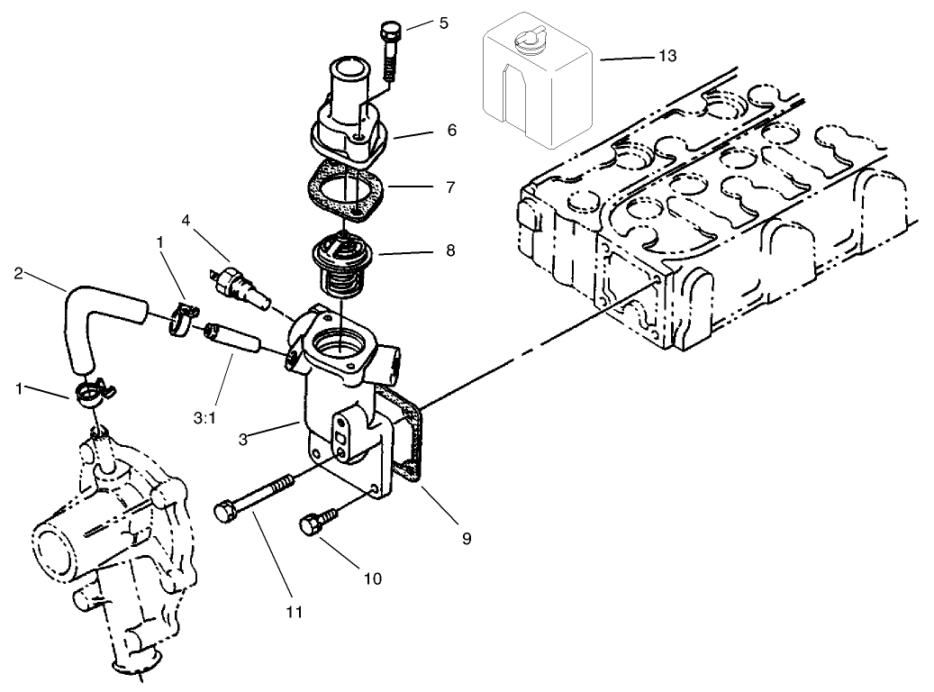 Water Flange And Thermostat Assembly