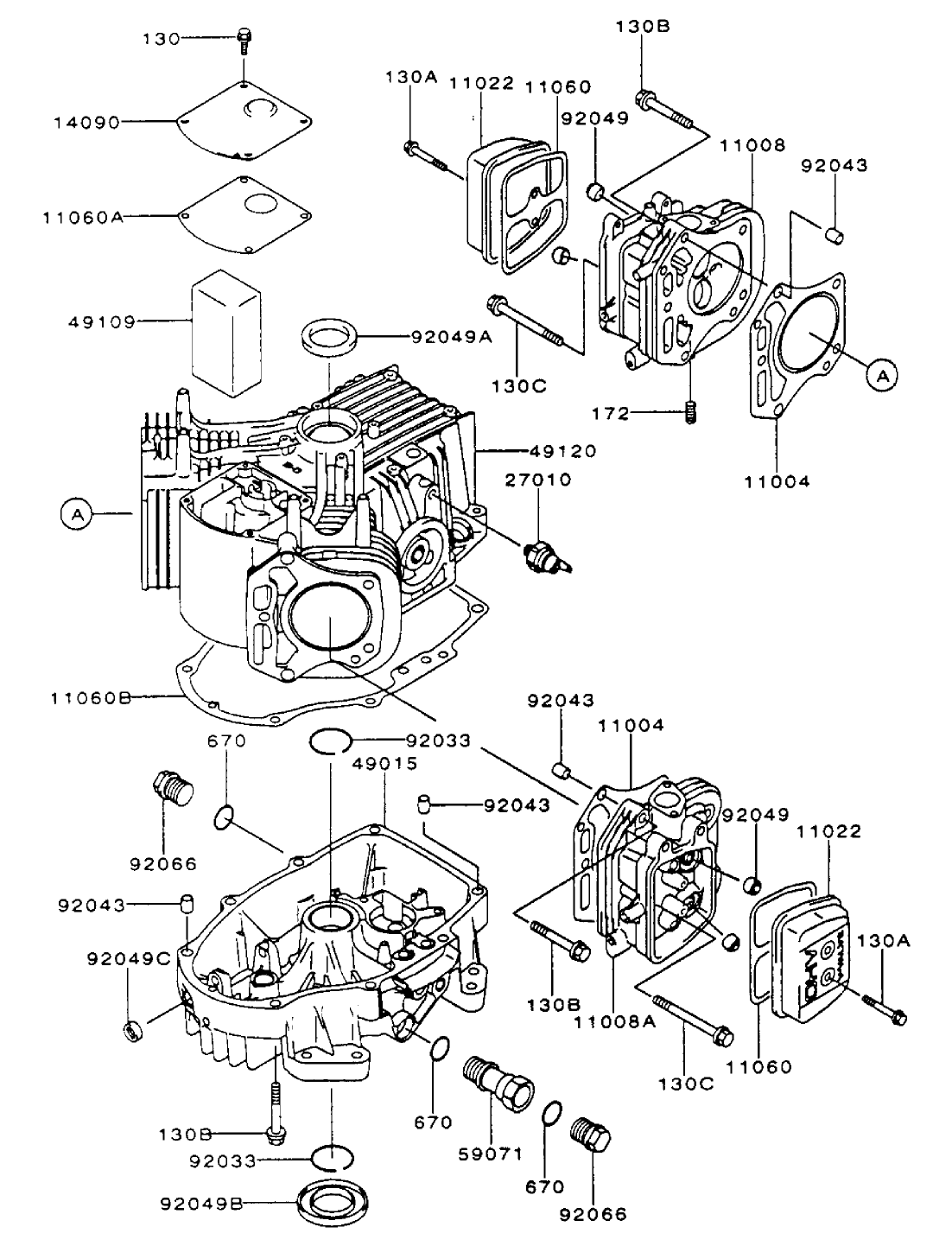Cylinder/Crankcase Assembly Kawasaki FH500V-ES10