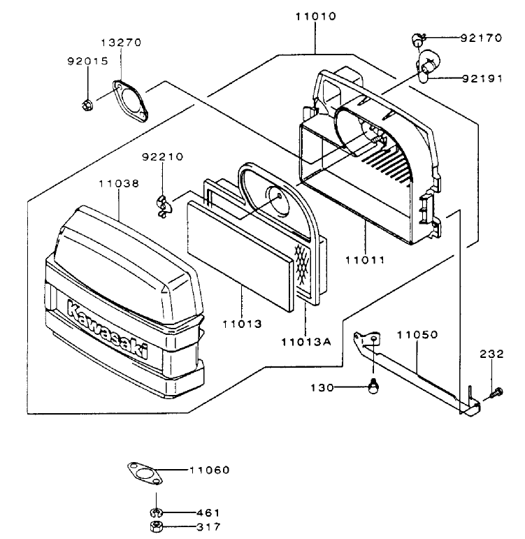 Air-Filter/Muffler Assembly Kawasaki FH500V-ES10